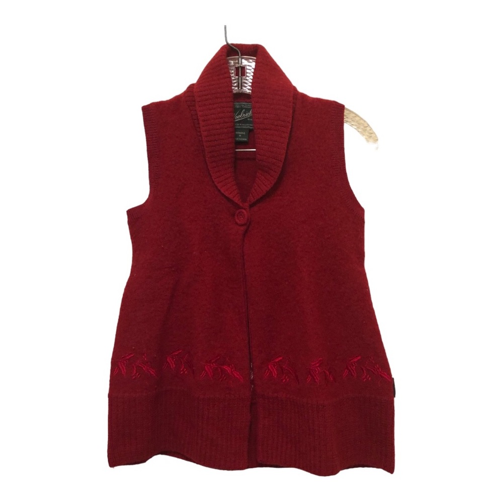 Woolrich Women's Size M Ruby Shawl Collar One Button Closure Wool Sweater Vest